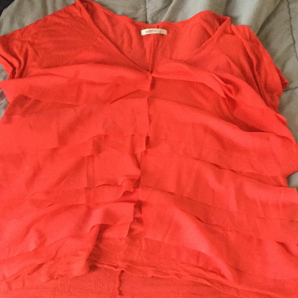 Red ruffled top